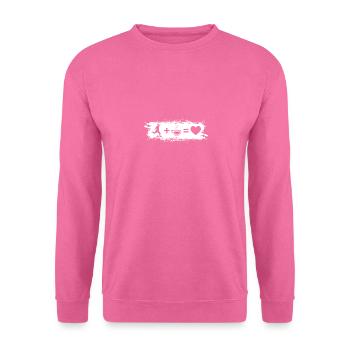 Grunge-Rechteck - Herz - Kaffee - Fußball spielend - Unisex Pullover - Pink - Vorne