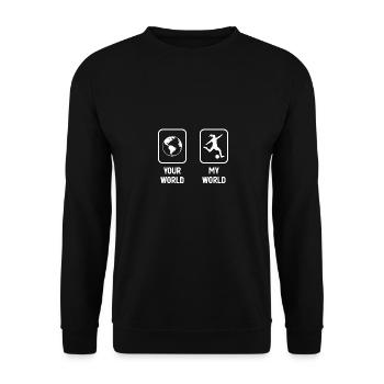 Your World My World - Soccer Playing Woman - - Unisex Sweatshirt - black - Front - Alina (178cm) & Michal (187cm)
