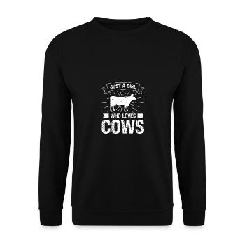 Nur ein Mädchen, das Kühe liebt - Unisex Pullover - Schwarz - Vorne - Alina (178cm) & Michal (187cm)