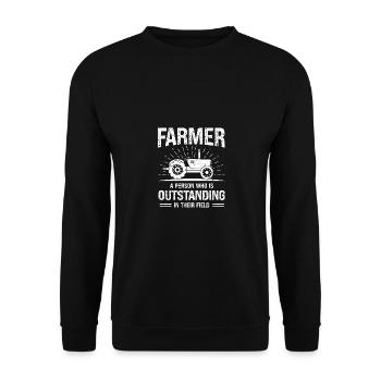 Farmer Eine Person, die auf ihrem Gebiet herausrag - Unisex Pullover - Schwarz - Vorne - Alina (178cm) & Michal (187cm)