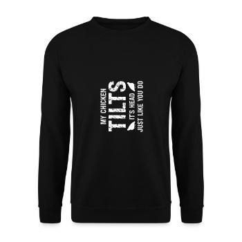 Mon poulet penche la tête comme toi - Sweat-shirt Unisexe - noir - Devant - Alina (178cm) & Michal (187cm)