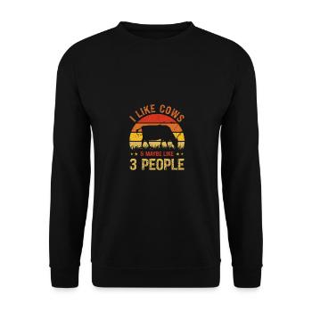 J’aime les vaches et peut-être 3 personnes - Sweat-shirt Unisexe - noir - Devant - Alina (178cm) & Michal (187cm)