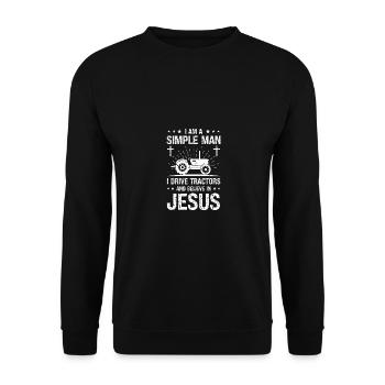 Ich bin ein einfacher Mann, fahre Traktoren und gl - Unisex Pullover - Schwarz - Vorne - Alina (178cm) & Michal (187cm)