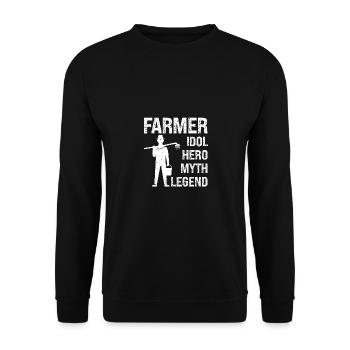 Landwirt Idol Held Mythos Legende - Unisex Pullover - Schwarz - Vorne - Alina (178cm) & Michal (187cm)