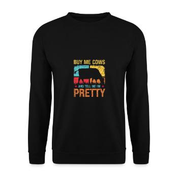 Kauf mir Kühe und sag mir, dass ich hübsch bin - Unisex Pullover - Schwarz - Vorne - Alina (178cm) & Michal (187cm)