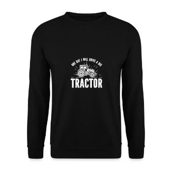 Eines Tages werde ich einen großen Traktor fahren - Unisex Pullover - Schwarz - Vorne - Alina (178cm) & Michal (187cm)