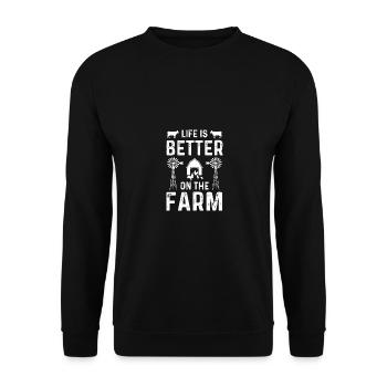 Das Leben ist besser auf dem Bauernhof - (2) - Unisex Pullover - Schwarz - Vorne - Alina (178cm) & Michal (187cm)
