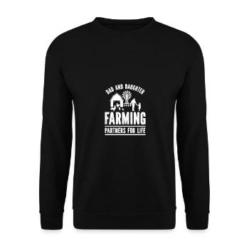 Vater und Tochter - Farmpartner fürs Leben - - Unisex Pullover - Schwarz - Vorne - Alina (178cm) & Michal (187cm)