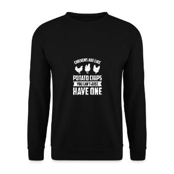 Les poulets sont comme des croustilles, vous pouvez non seulement - Sweat-shirt Unisexe - noir - Devant - Alina (178cm) & Michal (187cm)