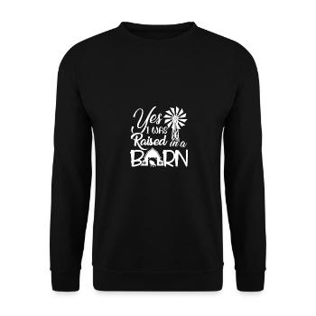 Ja, ich bin in einer Scheune aufgewachsen - - Unisex Pullover - Schwarz - Vorne - Alina (178cm) & Michal (187cm)