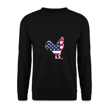 USA Flag Hen - - Unisex Sweatshirt - black - Front - Alina (178cm) & Michal (187cm)