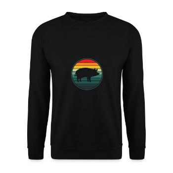 Retro Kreis Schwein - - Unisex Pullover - Schwarz - Vorne - Alina (178cm) & Michal (187cm)