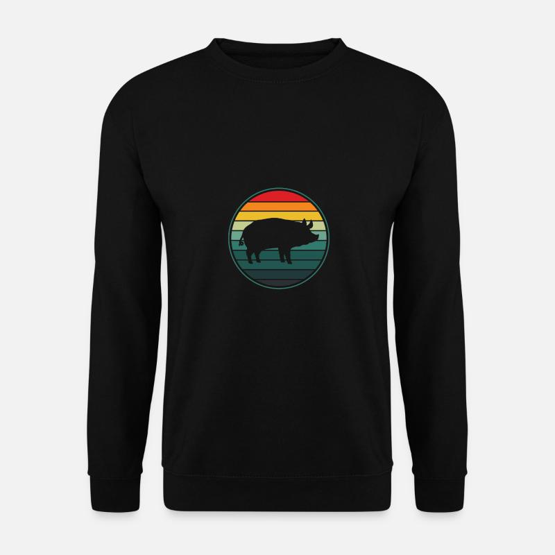 Retro Circle Pig - - Unisex Sweatshirt - black