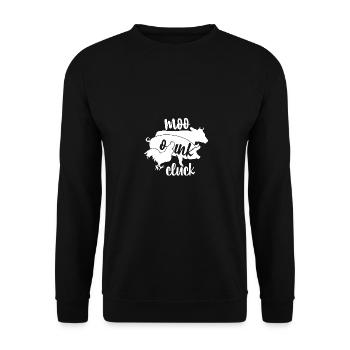 Moo Oink Cluck - - Unisex Pullover - Schwarz - Vorne - Alina (178cm) & Michal (187cm)