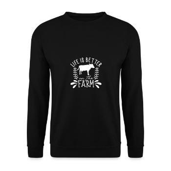 Life is better on the farm 10 - - Unisex Sweatshirt - black - Front - Alina (178cm) & Michal (187cm)