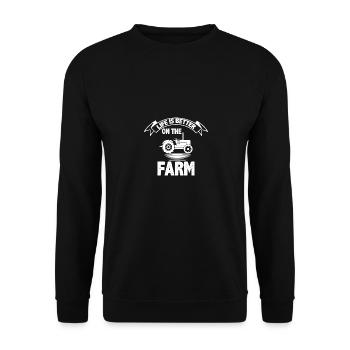 Life is better on the farm - - Unisex Sweatshirt - black - Front - Alina (178cm) & Michal (187cm)
