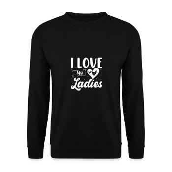 Ich liebe meine Damen 2 - - Unisex Pullover - Schwarz - Vorne - Alina (178cm) & Michal (187cm)