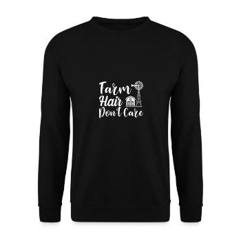 Farm Hair Don't Care - Farm Hair Don't Care - Unisex Pullover - Schwarz - Vorne - Alina (178cm) & Michal (187cm)