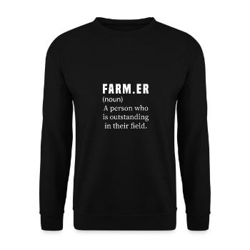 Farmer Eine Person, die auf ihrem Gebiet herausrag - Unisex Pullover - Schwarz - Vorne - Alina (178cm) & Michal (187cm)