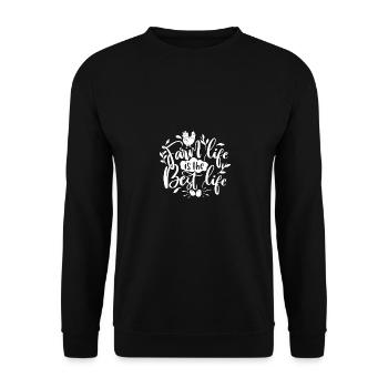 Das Leben auf dem Bauernhof ist das beste Leben 1 - Unisex Pullover - Schwarz - Vorne - Alina (178cm) & Michal (187cm)