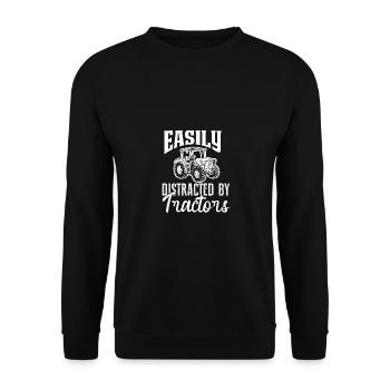 Facilement distrait par les tracteurs - - Sweat-shirt Unisexe - noir - Devant - Alina (178cm) & Michal (187cm)