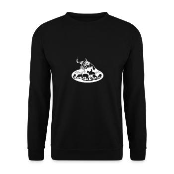 Kuh 1 - - Unisex Pullover - Schwarz - Vorne - Alina (178cm) & Michal (187cm)