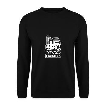 Amerika braucht Landwirte - - Unisex Pullover - Schwarz - Vorne - Alina (178cm) & Michal (187cm)
