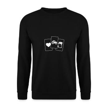 Herz - Bier - Traktor - - Unisex Pullover - Schwarz - Vorne - Alina (178cm) & Michal (187cm)