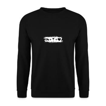 Grunge Rectangle - Herz - Wein - Traktor - - Unisex Pullover - Schwarz - Vorne - Alina (178cm) & Michal (187cm)