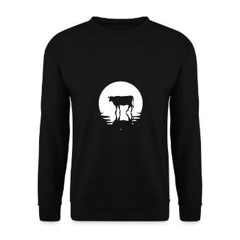 Kreis und Reflexion - Kuh - - Unisex Pullover - Schwarz - Vorne - Alina (178cm) & Michal (187cm)