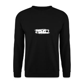 Grunge Rectangle - Herz - Wein - Kaffee - - Unisex Pullover - Schwarz - Vorne - Alina (178cm) & Michal (187cm)