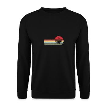 Sonne und Retro-Linien - Kaffee - - Unisex Pullover - Schwarz - Vorne - Alina (178cm) & Michal (187cm)