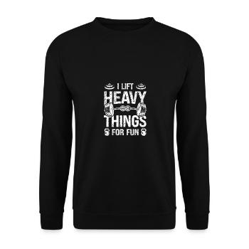 Ich hebe schwere Sachen zum Spaß - - Unisex Pullover - Schwarz - Vorne - Alina (178cm) & Michal (187cm)