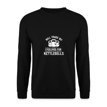 J’échange mes sentiments pour des kettlebells - - Sweat-shirt Unisexe - noir - Devant - Alina (178cm) & Michal (187cm)