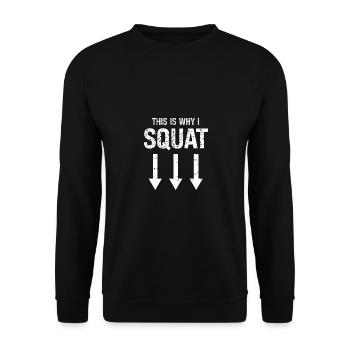 Deshalb hocke ich - - Unisex Pullover - Schwarz - Vorne - Alina (178cm) & Michal (187cm)