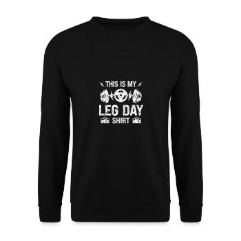 Dies ist mein Bein Tag Shirt - - Unisex Pullover - Schwarz - Vorne - Alina (178cm) & Michal (187cm)