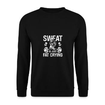 Schweiß ist nur Fett, das weint - - Unisex Pullover - Schwarz - Vorne - Alina (178cm) & Michal (187cm)