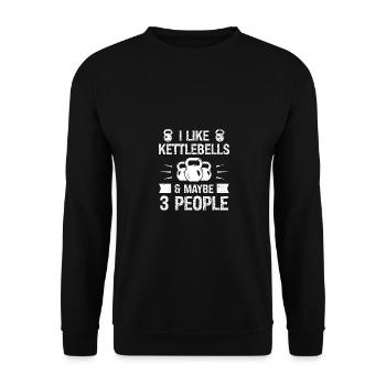 J’aime les kettlebells et peut-être 3 personnes - - Sweat-shirt Unisexe - noir - Devant - Alina (178cm) & Michal (187cm)