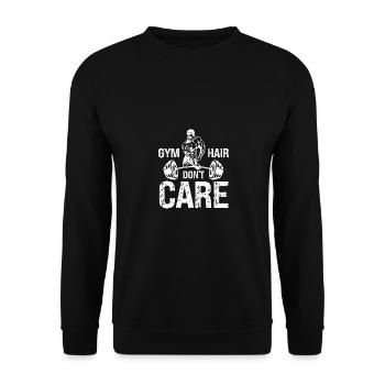 Gym Hair Don't Care - - Unisex Sweatshirt - black - Front - Alina (178cm) & Michal (187cm)