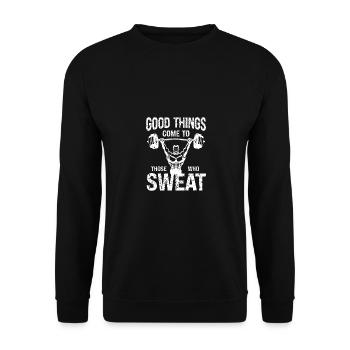 Les bonnes choses viennent à ceux qui transpirent 1 - - Sweat-shirt Unisexe - noir - Devant - Alina (178cm) & Michal (187cm)