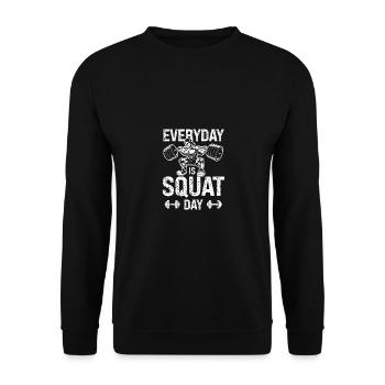 Jeden Tag ist Kniebeugen-Tag - - Unisex Pullover - Schwarz - Vorne - Alina (178cm) & Michal (187cm)