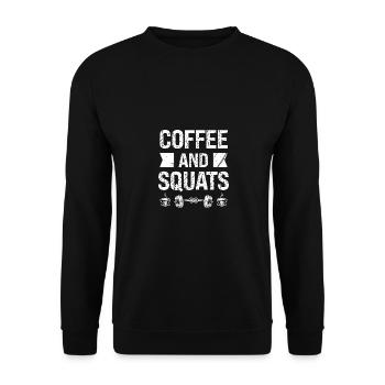 Kaffee und Kniebeugen - - Unisex Pullover - Schwarz - Vorne - Alina (178cm) & Michal (187cm)