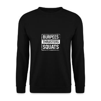 Burpees Thrusters Kniebeugen - - Unisex Pullover - Schwarz - Vorne - Alina (178cm) & Michal (187cm)