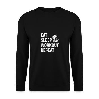 Eat Sleep Workout Repeat - - Unisex Sweatshirt - black - Front - Alina (178cm) & Michal (187cm)