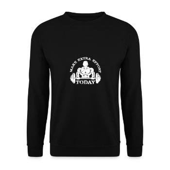 Streng dich heute besonders an - - Unisex Pullover - Schwarz - Vorne - Alina (178cm) & Michal (187cm)