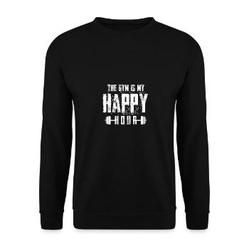 Das Fitnessstudio ist meine Happy Hour - - Unisex Pullover - Schwarz - Vorne - Alina (178cm) & Michal (187cm)