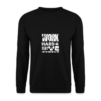 Travailler dur Restez humble - - Sweat-shirt Unisexe - noir - Devant - Alina (178cm) & Michal (187cm)