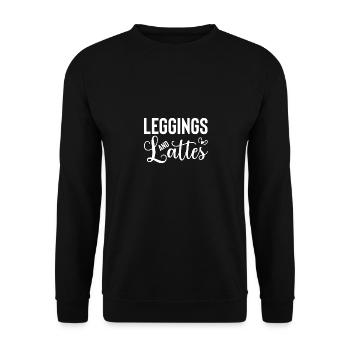 Leggings und Milchkaffee 2 - - Unisex Pullover - Schwarz - Vorne - Alina (178cm) & Michal (187cm)