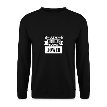Striving higher, squatting lower 1 - - Unisex Sweatshirt - black - Front - Alina (178cm) & Michal (187cm)