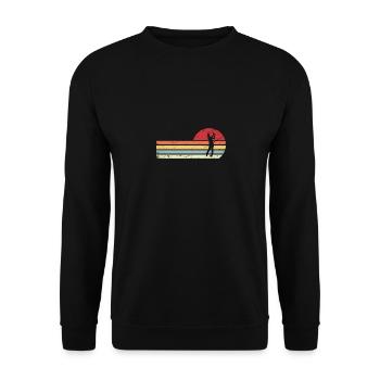 Sonne und Retro-Linien - Golf - - Unisex Pullover - Schwarz - Vorne - Alina (178cm) & Michal (187cm)